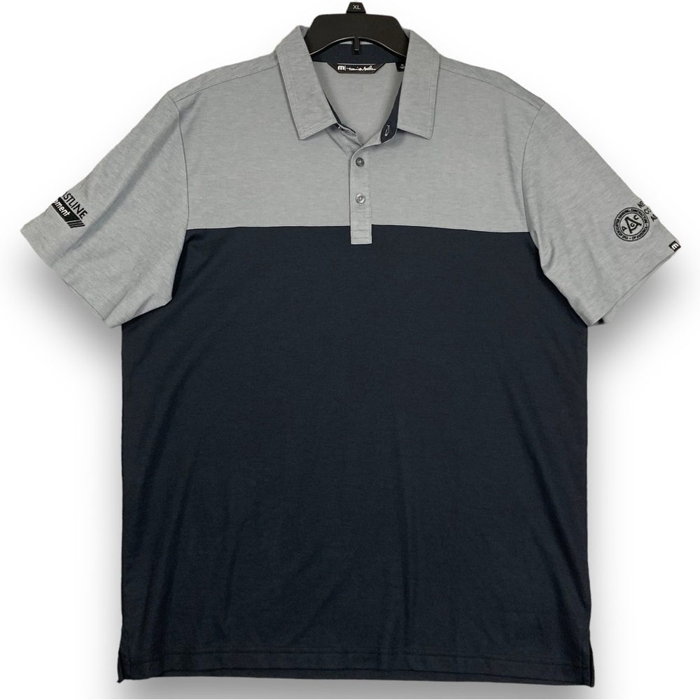 Travis Mathew Polo Shirt Mens XL Black Gray Short Sleeve Pima Cotton Poly Blend - Picture 1 of 13